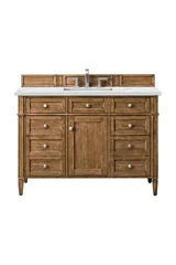 Brittany 48" Single Vanity, Saddle Brown w/ 3 CM Ethereal Noctis Silestone Top w/FreePower Wireless Charger