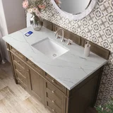 Brittany 48" Single Vanity, Saddle Brown w/ 3 CM Ethereal Noctis Silestone Top w/FreePower Wireless Charger