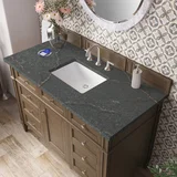 Brittany 48" Single Vanity, Saddle Brown w/ 3 CM Parisien Bleu Silestone Top w/FreePower Wireless Charger