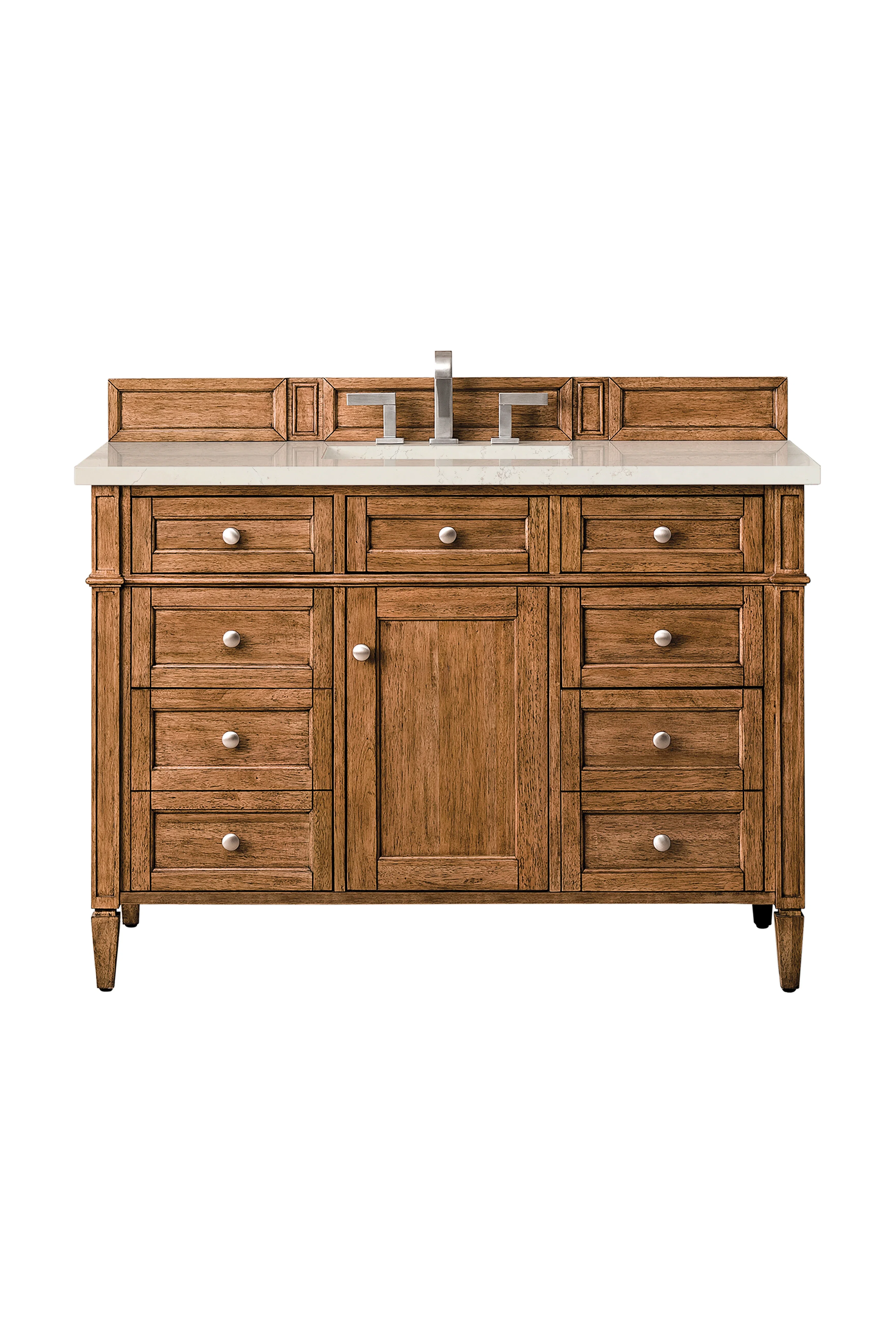 Brittany 48" Single Vanity, Saddle Brown, w/ 3 CM Siberian Silestone Top w/FreePower Wireless Charger