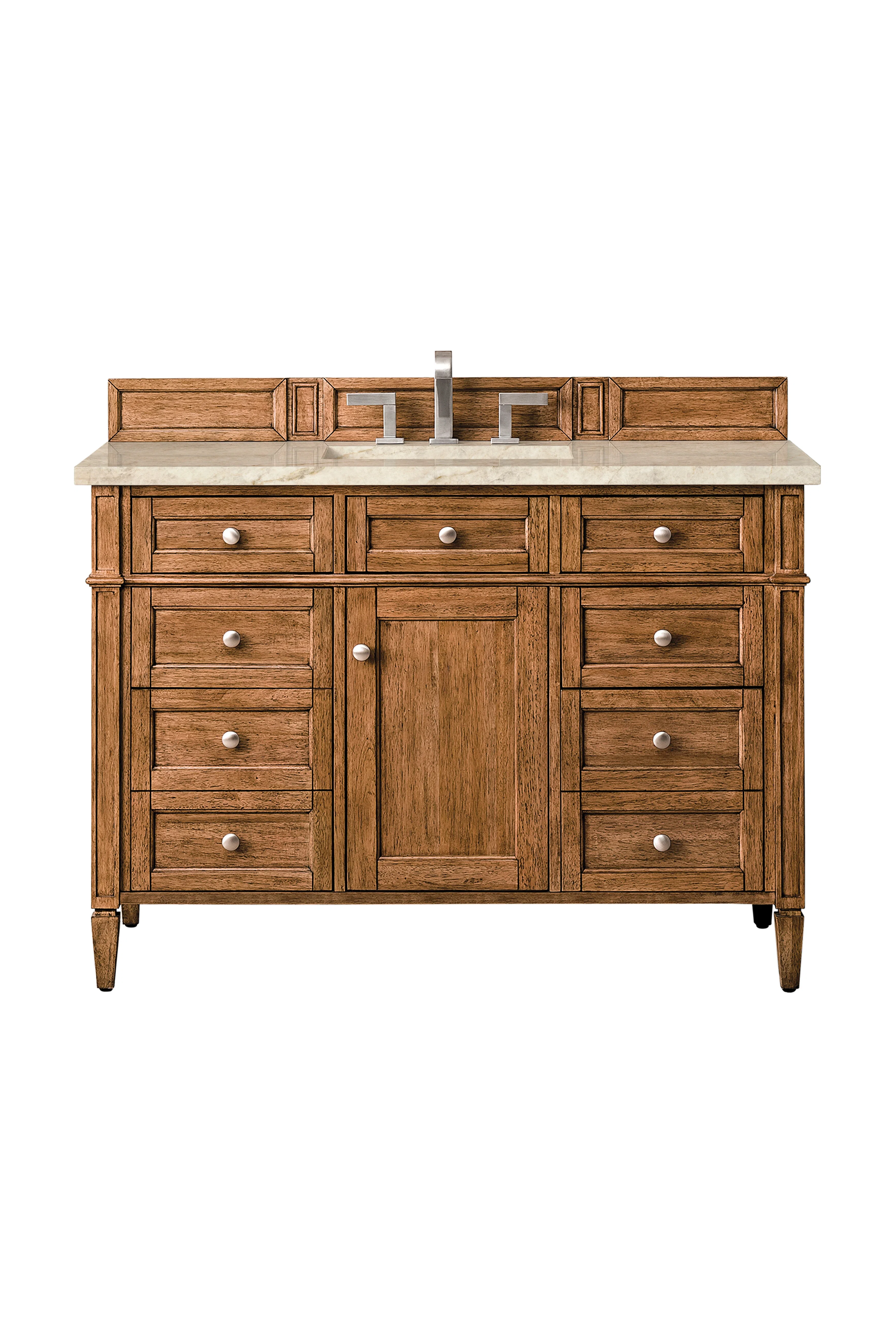 Brittany 48" Single Vanity, Saddle Brown, w/ 3 CM Tajnar Eclos Top w/FreePower Wireless Charger