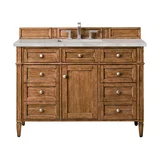 Brittany 48" Single Vanity, Saddle Brown w/ 3 CM Victorian Silver Silestone Top w/FreePower Wireless Charger