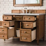 Brittany 48" Single Vanity, Saddle Brown w/ 3 CM Victorian Silver Silestone Top w/FreePower Wireless Charger