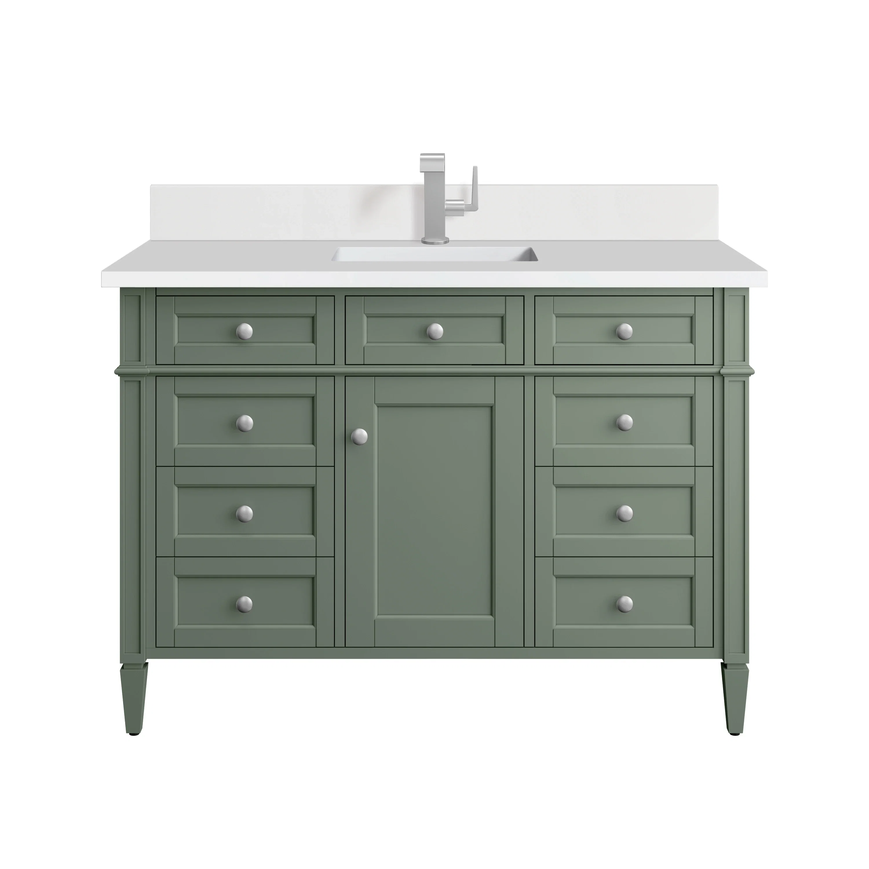 Brittany 48" Single Vanity, Smokey Celadon w/ Single Hole 3 CM White Zeus Top & Backsplash