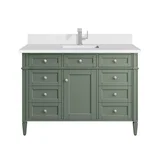 Brittany 48" Single Vanity, Smokey Celadon w/ Single Hole 3 CM White Zeus Top & Backsplash