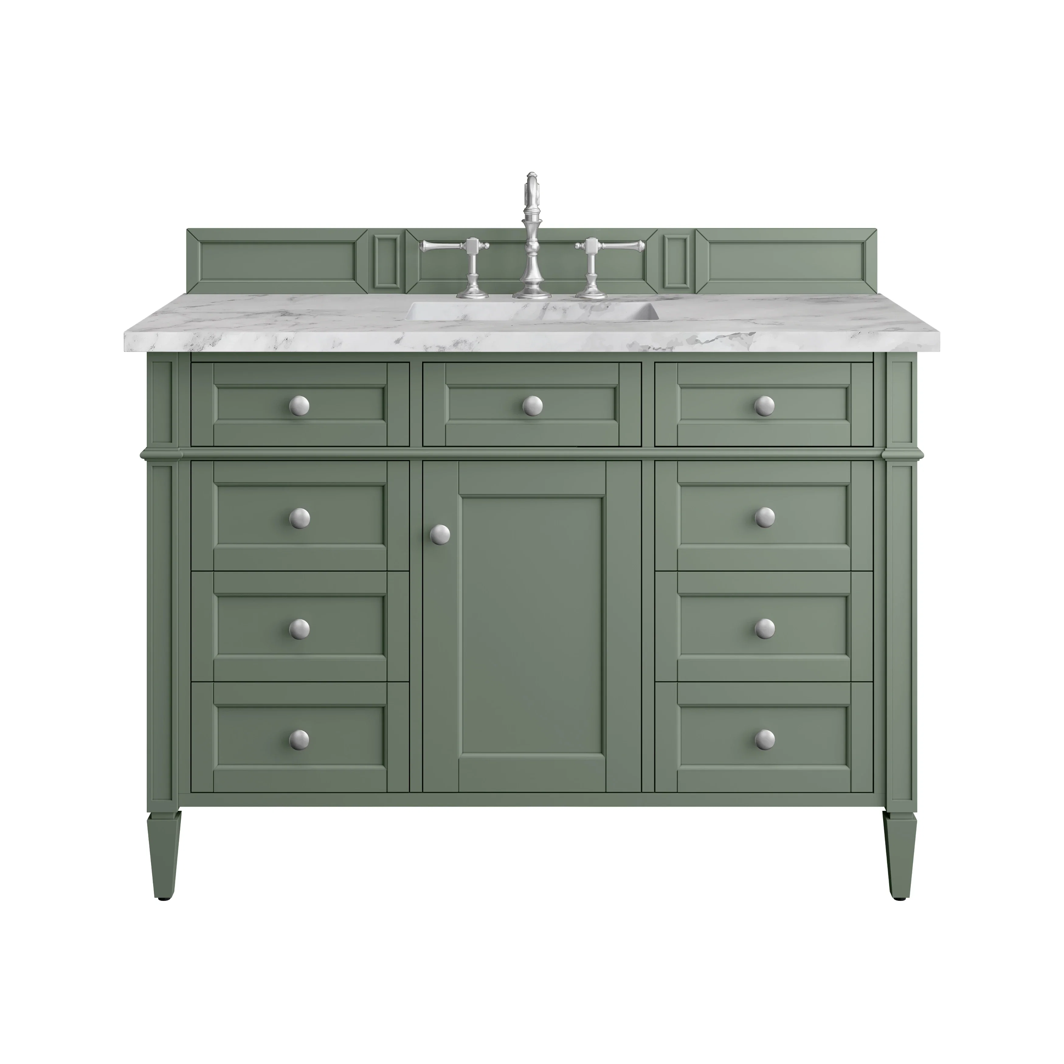 Brittany 48" Single Vanity, Smokey Celadon w/ 3 CM Carrara Marble Top