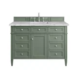 Brittany 48" Single Vanity, Smokey Celadon w/ 3 CM Carrara Marble Top