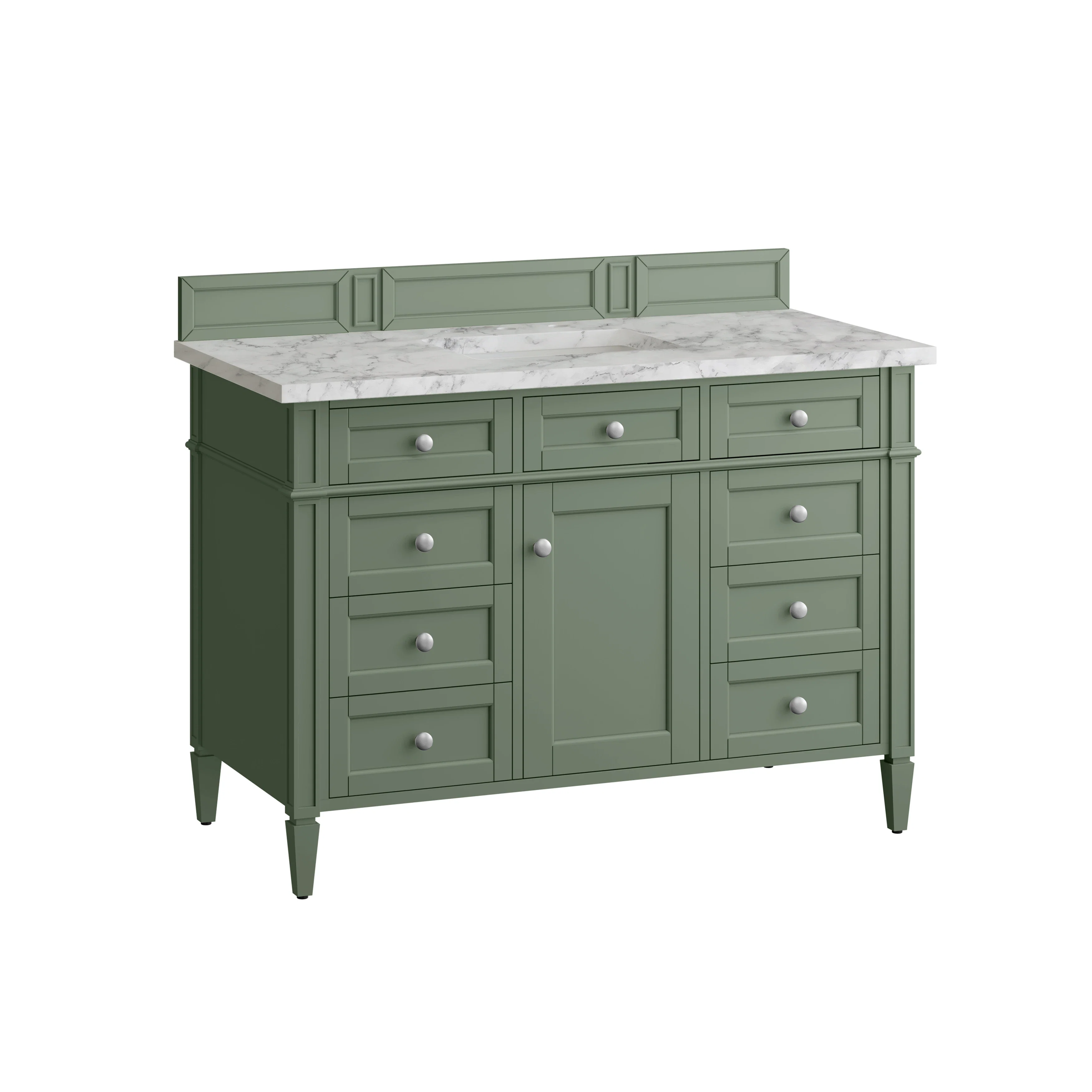 Brittany 48" Single Vanity, Smokey Celadon w/ 3 CM Carrara Marble Top
