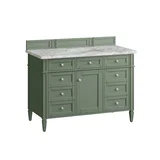 Brittany 48" Single Vanity, Smokey Celadon w/ 3 CM Carrara Marble Top