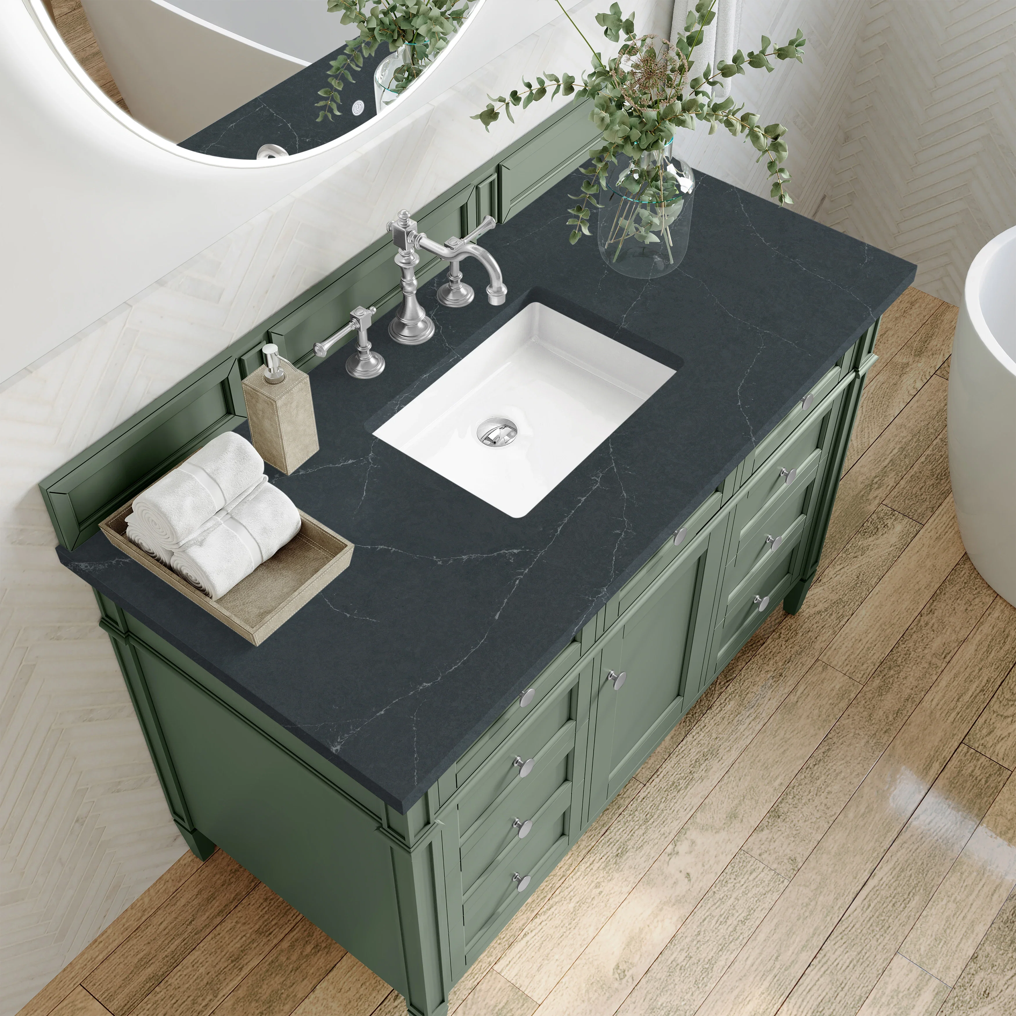Brittany 48" Single Vanity, Smokey Celadon w/ 3 CM Charcoal Soapstone Top