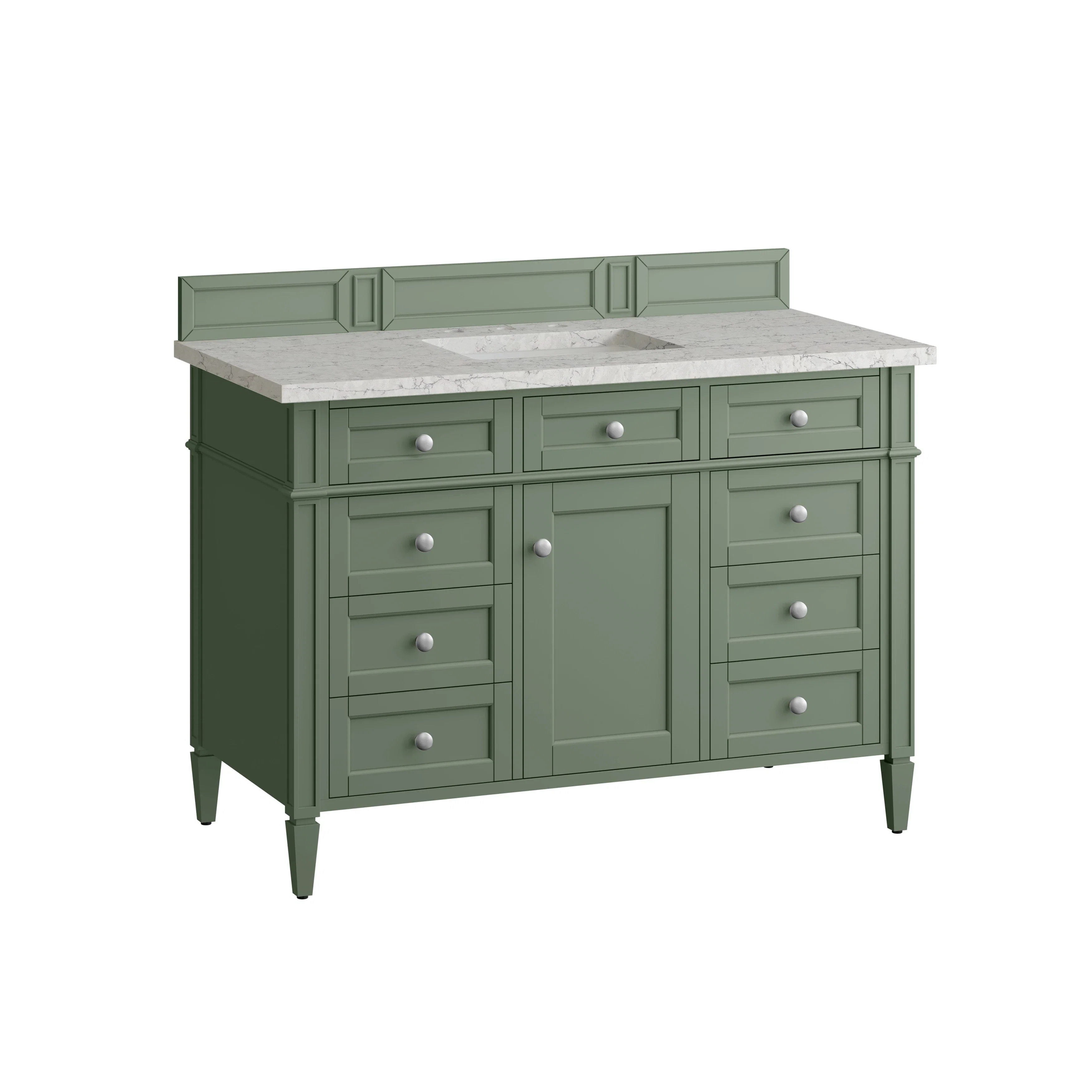 Brittany 48" Single Vanity, Smokey Celadon w/ 3 CM Eternal Jasmine Pearl Top