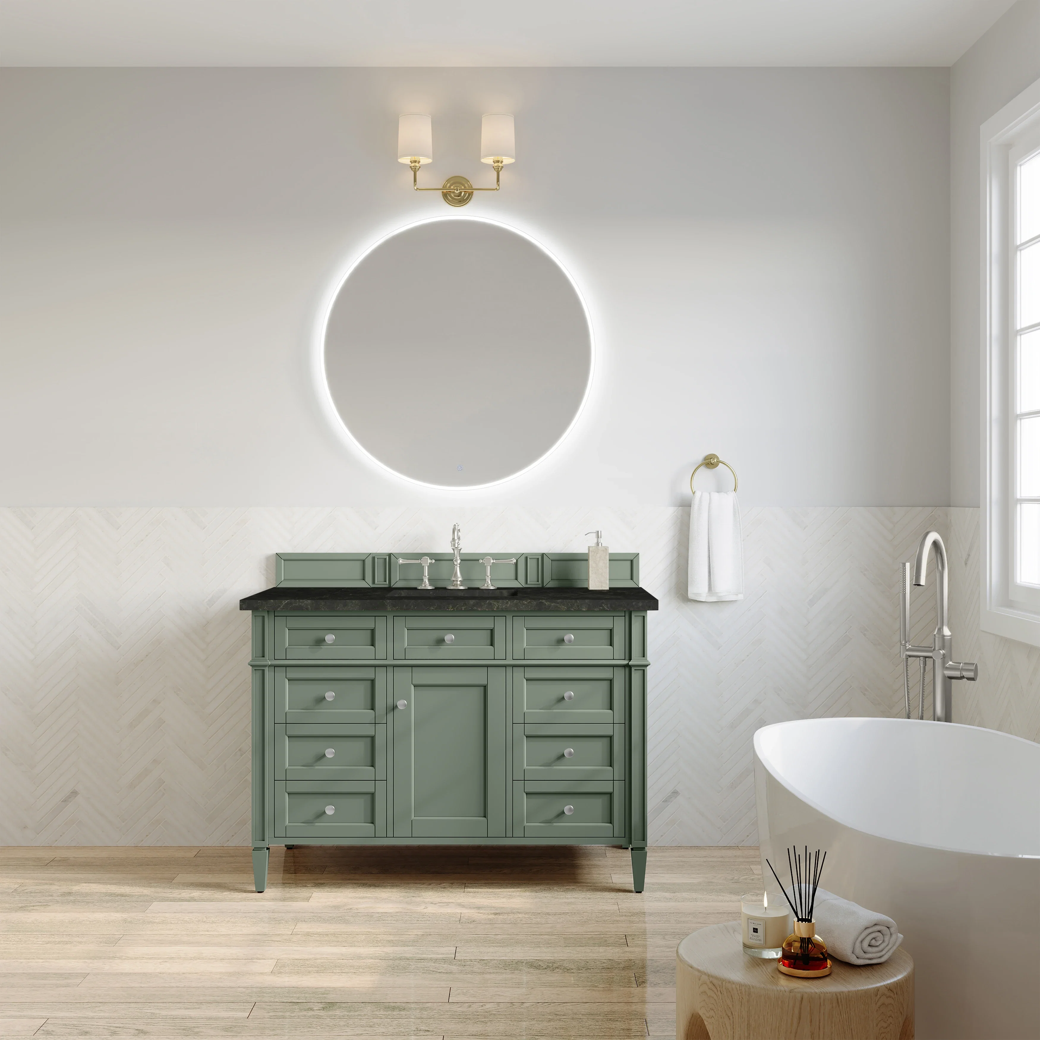 Brittany 48" Single Vanity, Smokey Celadon, w/ 3 CM Phantome Eclos Top