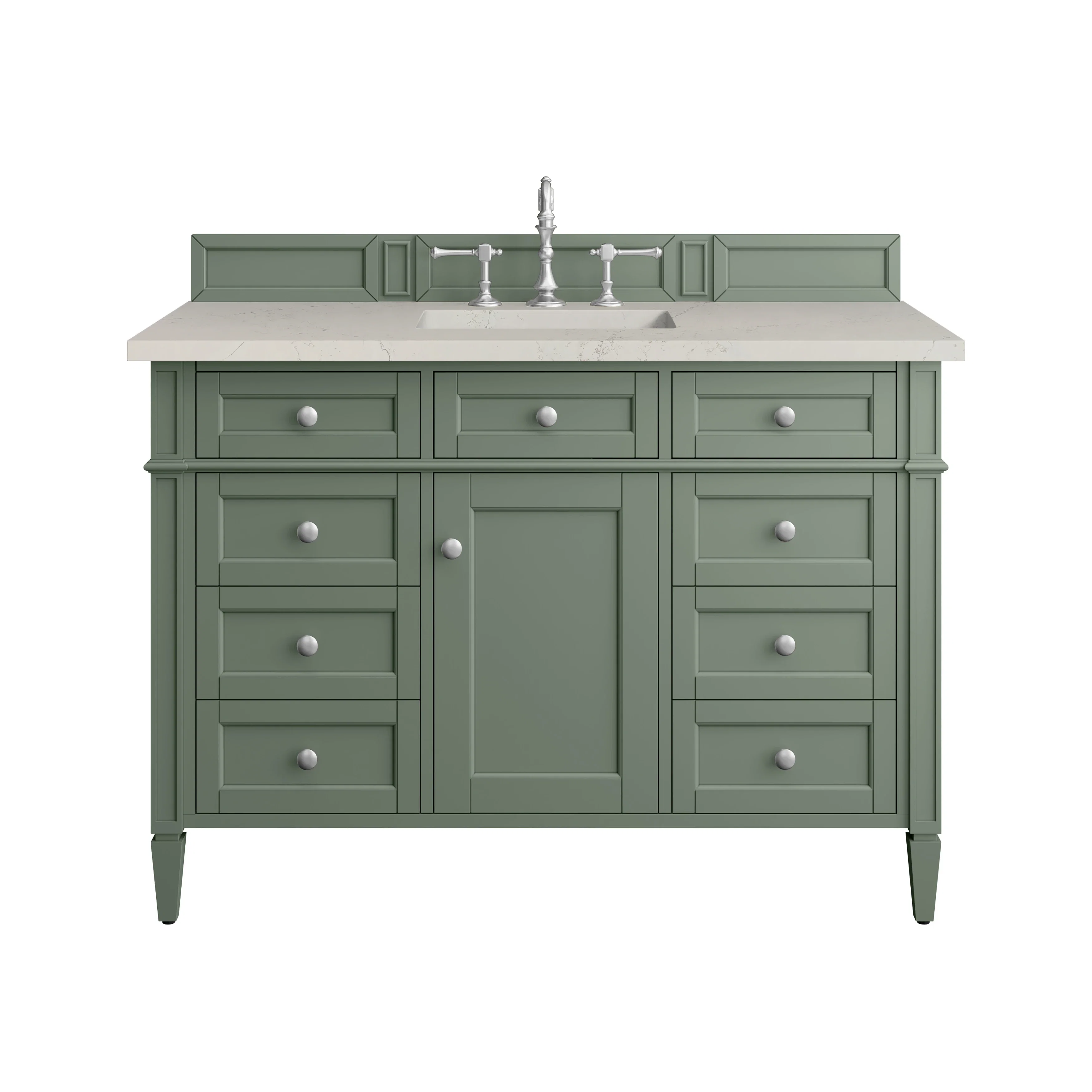 Brittany 48" Single Vanity, Smokey Celadon, w/ 3 CM Siberian Silestone Top