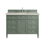 Brittany 48" Single Vanity, Smokey Celadon, w/ 3 CM Siberian Silestone Top
