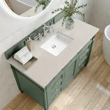 Brittany 48" Single Vanity, Smokey Celadon, w/ 3 CM Siberian Silestone Top