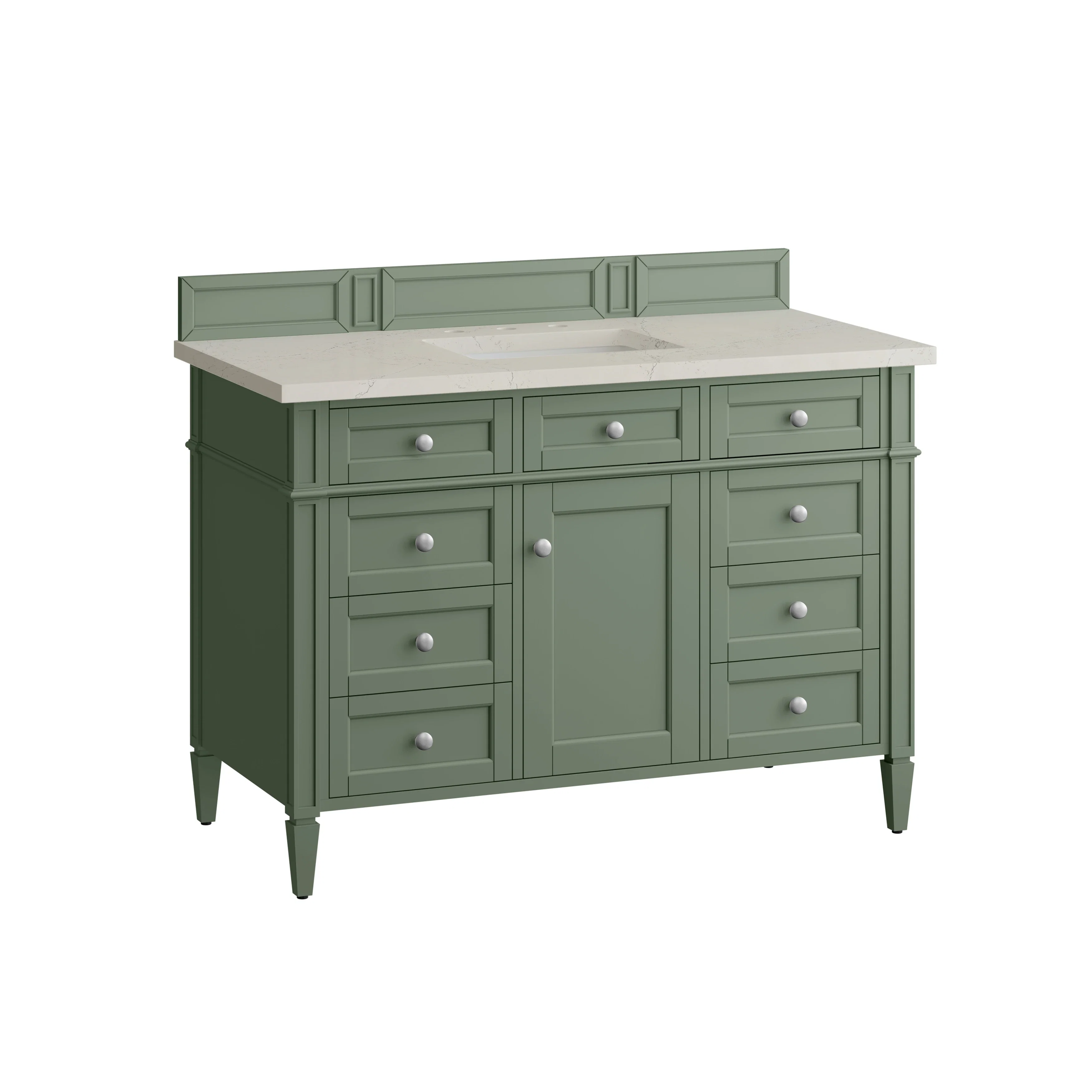 Brittany 48" Single Vanity, Smokey Celadon, w/ 3 CM Siberian Silestone Top