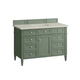 Brittany 48" Single Vanity, Smokey Celadon, w/ 3 CM Siberian Silestone Top