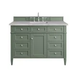 Brittany 48" Single Vanity, Smokey Celadon w/ 3 CM Victorian Silver Top