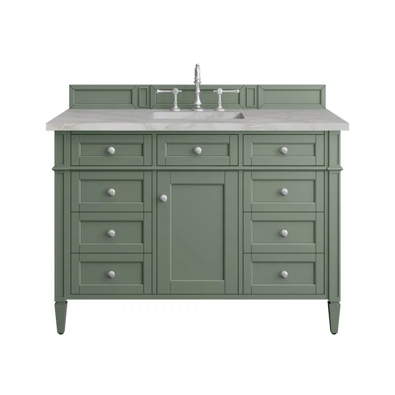 Brittany 48" Single Vanity, Smokey Celadon w/ 3 CM Victorian Silver Top