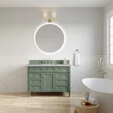 Brittany 48" Single Vanity, Smokey Celadon w/ 3 CM Victorian Silver Top