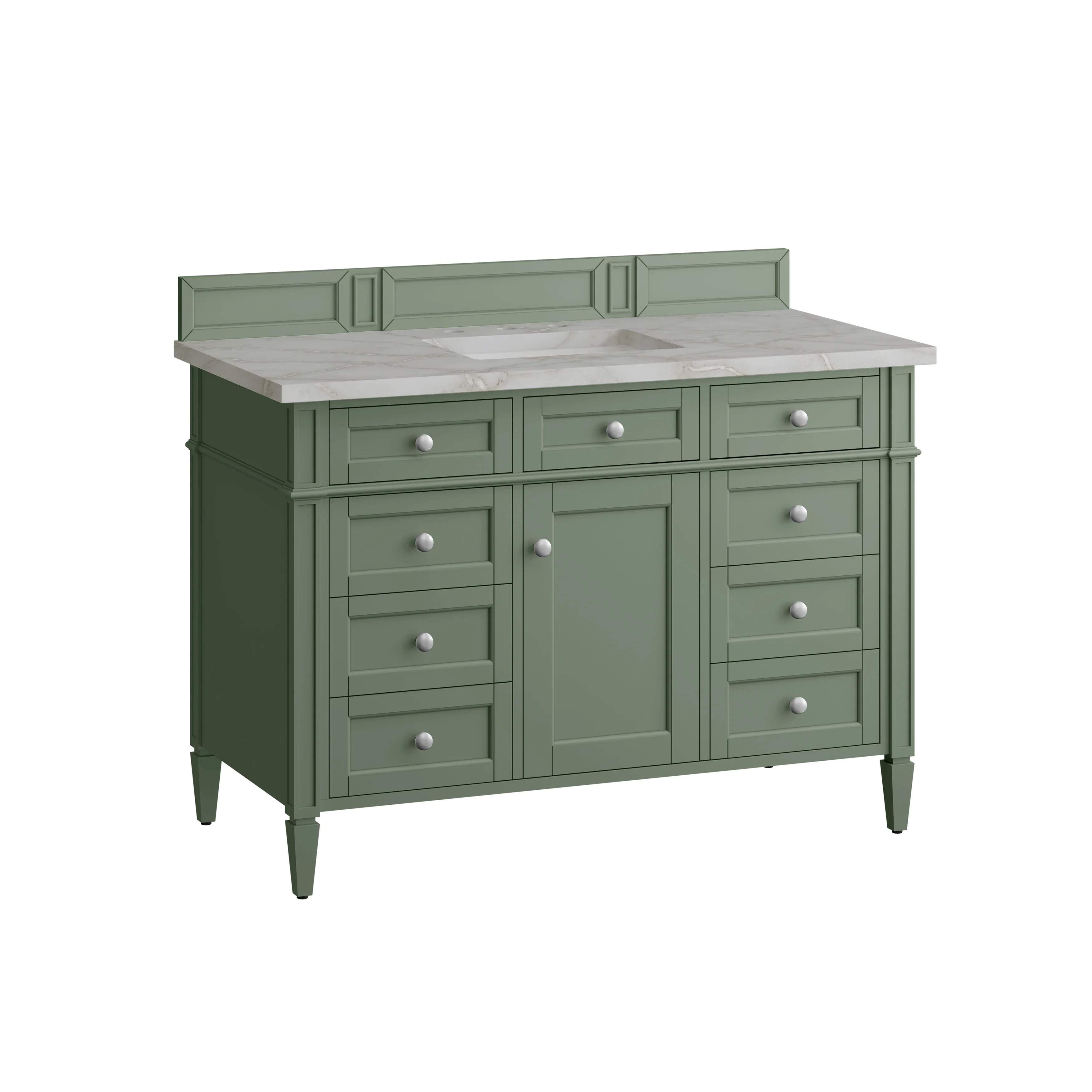 Brittany 48" Single Vanity, Smokey Celadon w/ 3 CM Victorian Silver Top