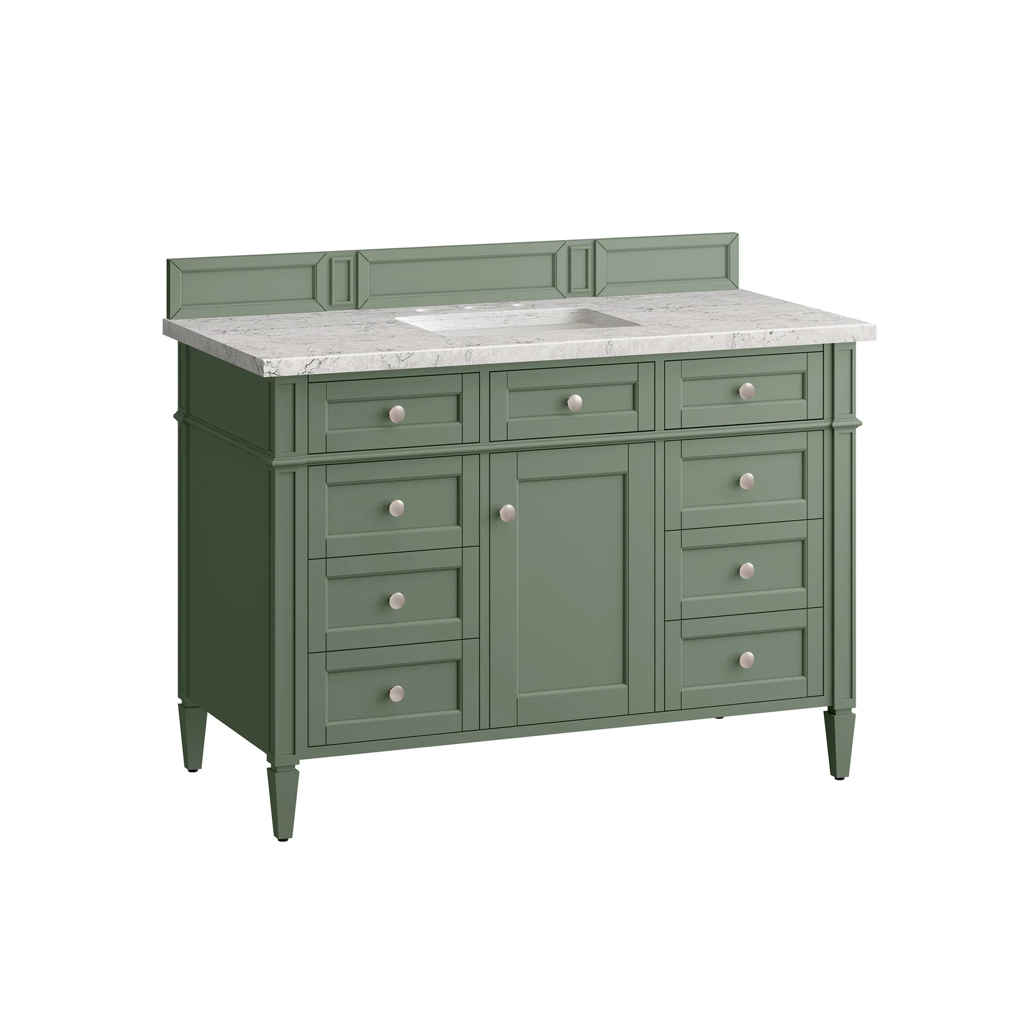 Brittany 48" Single Vanity, Smokey Celadon w/ 3 CM Eternal Jasmine Pearl Top w/FreePower Wireless Charger