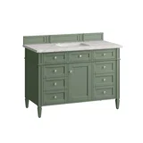 Brittany 48" Single Vanity, Smokey Celadon w/ 3 CM Eternal Jasmine Pearl Top w/FreePower Wireless Charger