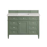 Brittany 48" Single Vanity, Smokey Celadon w/ 3 CM Eternal Jasmine Pearl Top w/FreePower Wireless Charger