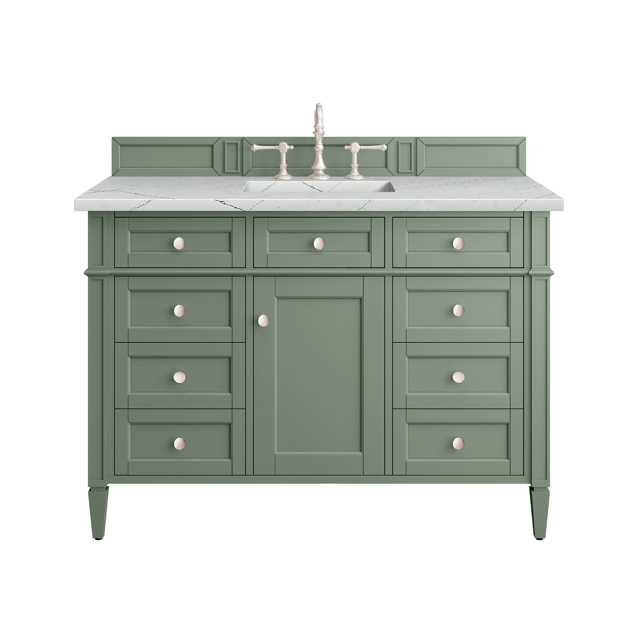 Brittany 48" Single Vanity, Smokey Celadon w/ 3 CM Ethereal Noctis Top w/FreePower Wireless Charger