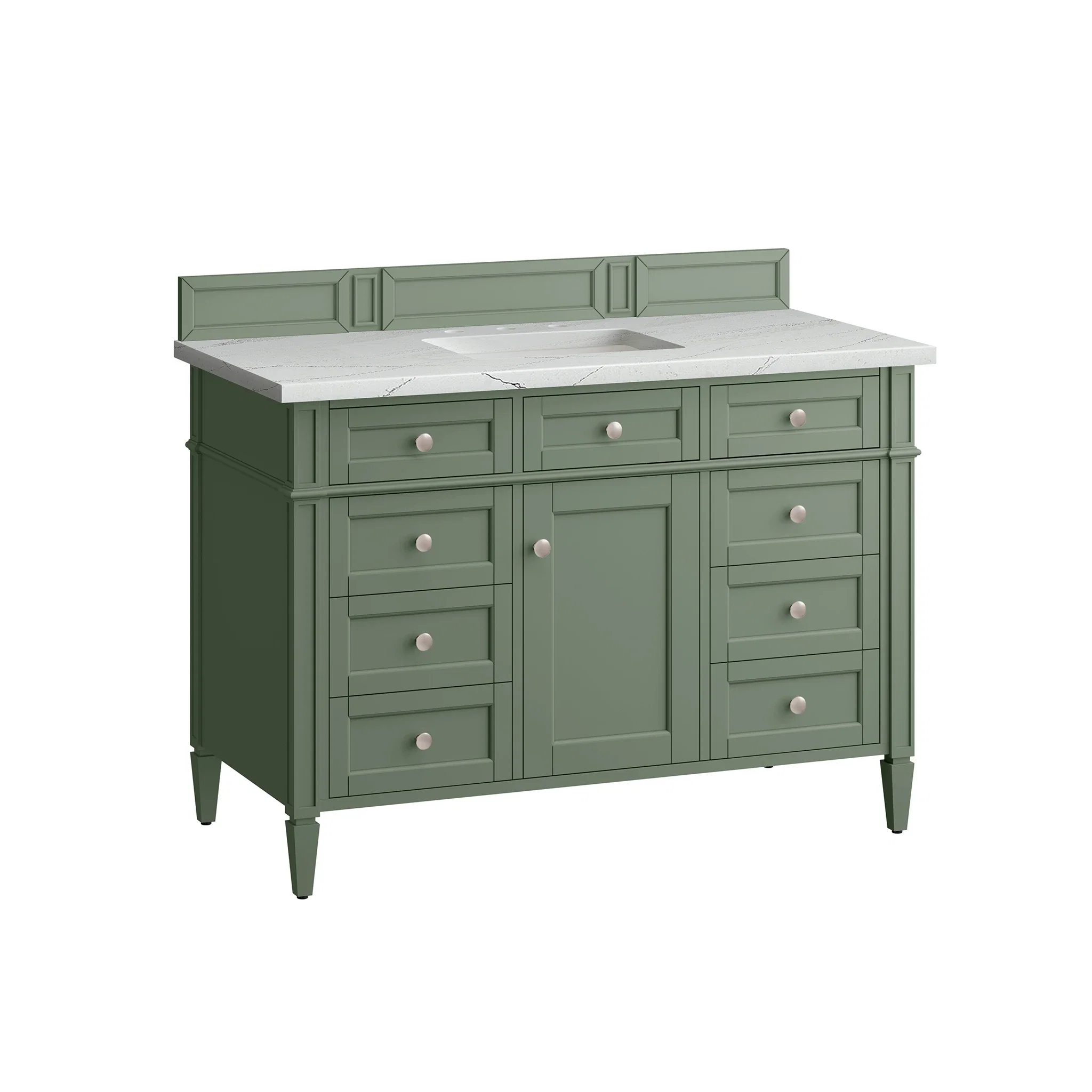 Brittany 48" Single Vanity, Smokey Celadon w/ 3 CM Ethereal Noctis Top w/FreePower Wireless Charger