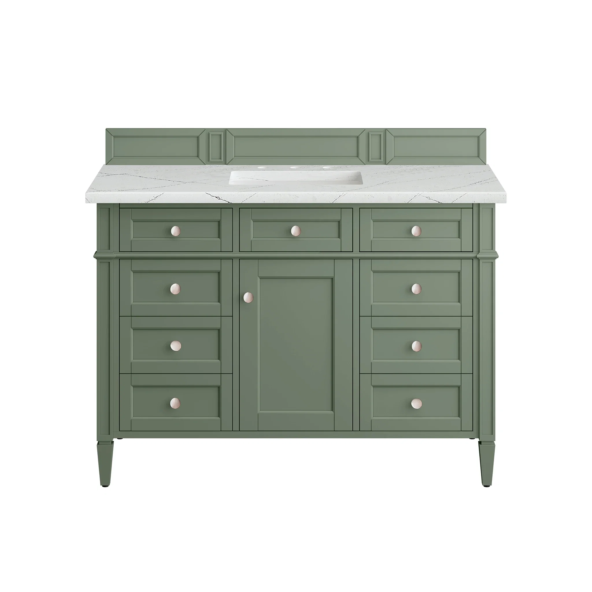 Brittany 48" Single Vanity, Smokey Celadon w/ 3 CM Ethereal Noctis Top w/FreePower Wireless Charger