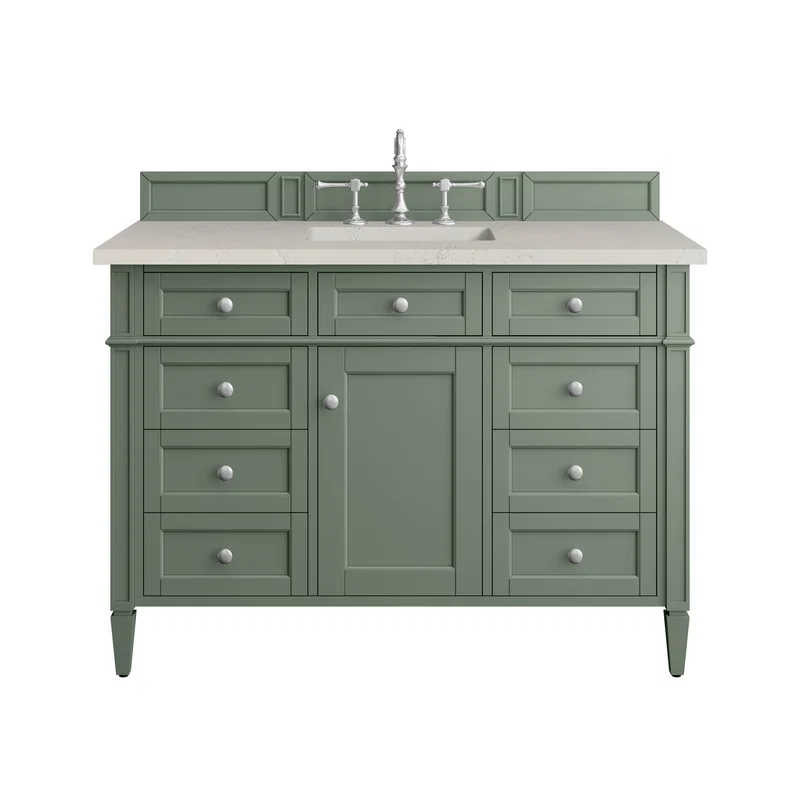 Brittany 48" Single Vanity, Smokey Celadon, w/ 3 CM Siberian Silestone Top w/FreePower Wireless Charger