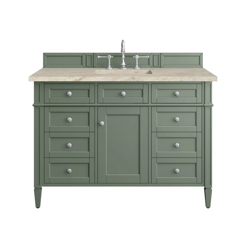 Brittany 48" Single Vanity, Smokey Celadon, w/ 3 CM Tajnar Eclos Top w/FreePower Wireless Charger