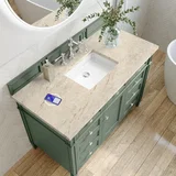 Brittany 48" Single Vanity, Smokey Celadon, w/ 3 CM Tajnar Eclos Top w/FreePower Wireless Charger
