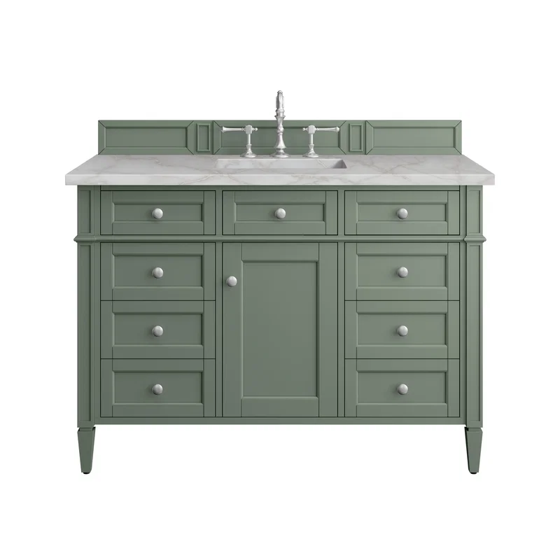 Brittany 48" Single Vanity, Smokey Celadon w/ 3 CM Victorian Silver Top w/FreePower Wireless Charger