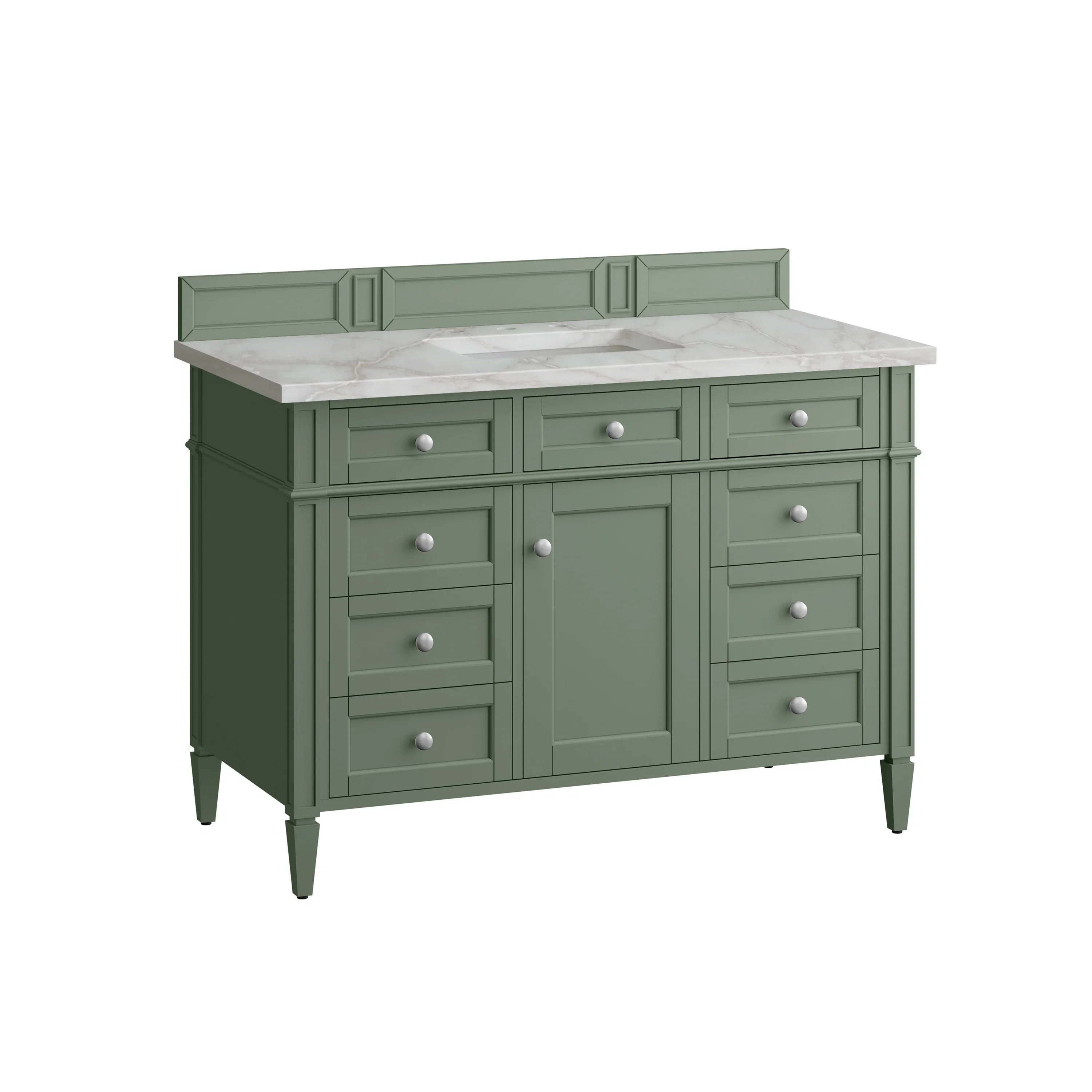 Brittany 48" Single Vanity, Smokey Celadon w/ 3 CM Victorian Silver Top w/FreePower Wireless Charger