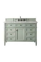 Brittany 48" Single Vanity, Sage Green w/ 3 CM Carrara Marble Top