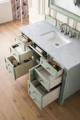Brittany 48" Single Vanity, Sage Green w/ 3 CM Carrara Marble Top