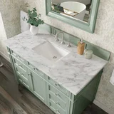 Brittany 48" Single Vanity, Sage Green w/ 3 CM Carrara Marble Top