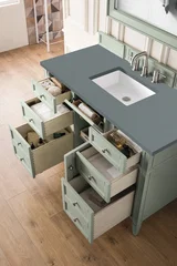 Brittany 48" Single Vanity, Sage Green w/ 3 CM Cala Blue Silestone Top