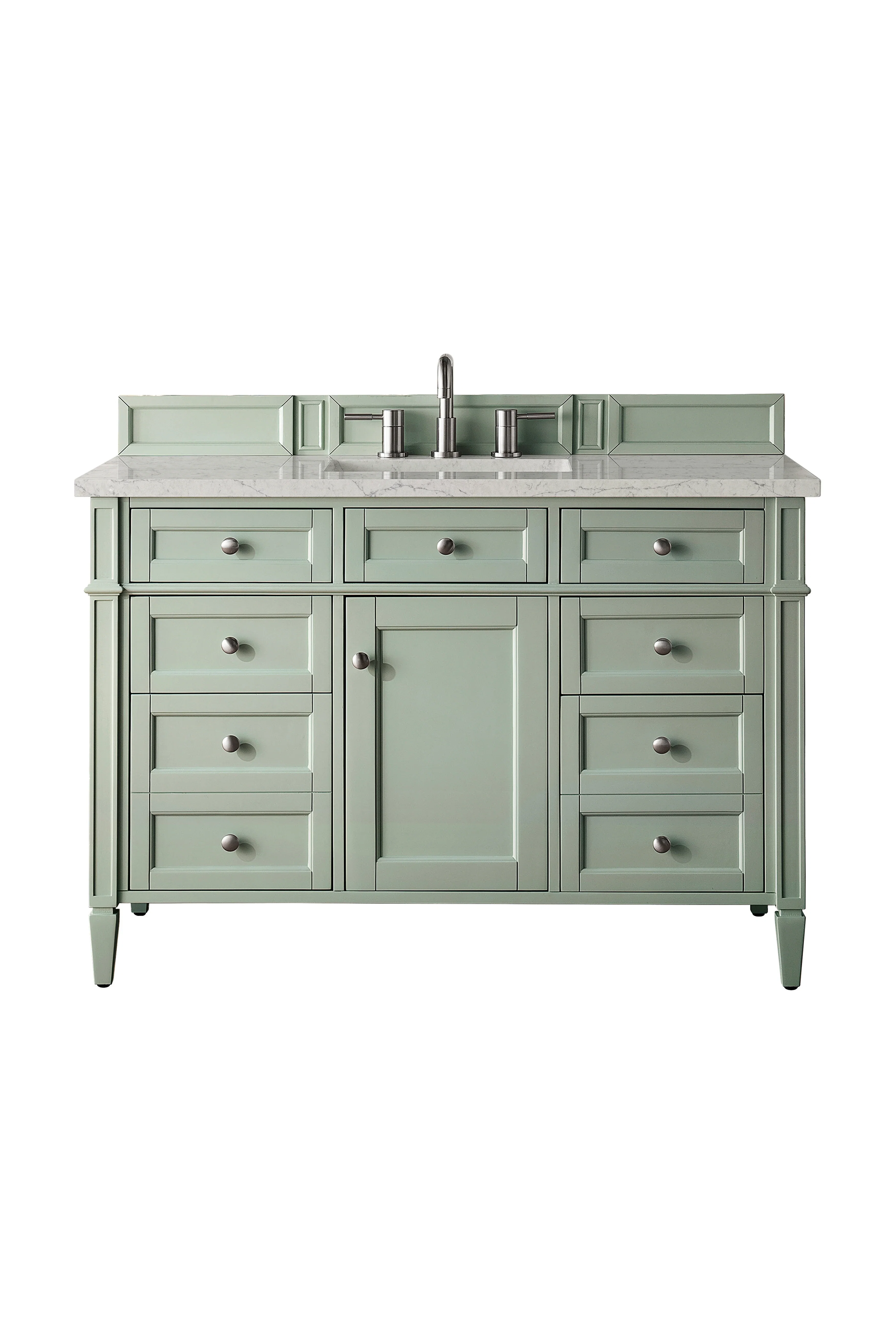 Brittany 48" Single Vanity, Sage Green w/ 3 CM Eternal Jasmine Pearl Silestone Top