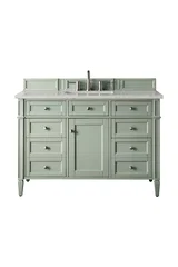 Brittany 48" Single Vanity, Sage Green w/ 3 CM Eternal Jasmine Pearl Silestone Top