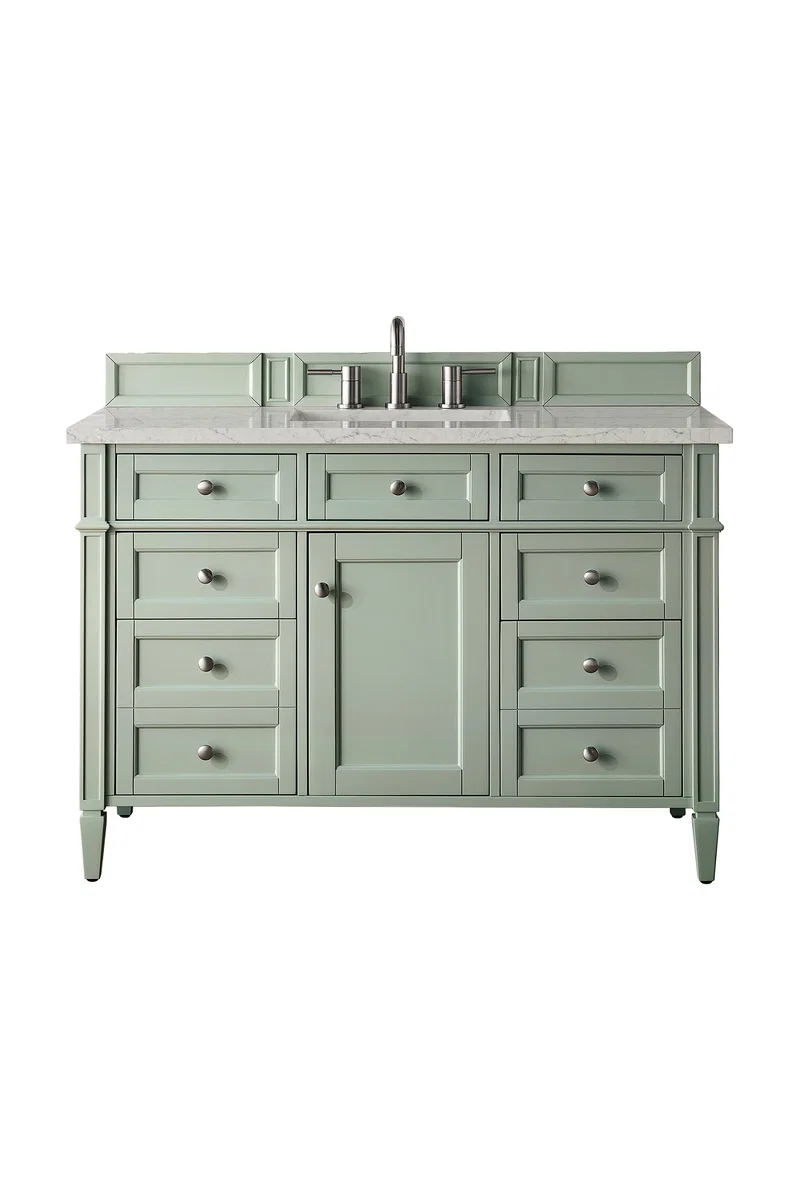 Brittany 48" Single Vanity, Sage Green w/ 3 CM Eternal Jasmine Pearl Silestone Top