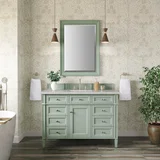 Brittany 48" Single Vanity, Sage Green w/ 3 CM Eternal Jasmine Pearl Silestone Top