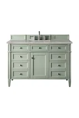 Brittany 48" Single Vanity, Sage Green w/ 3 CM Victorian Silver Silestone Top