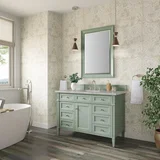 Brittany 48" Single Vanity, Sage Green w/ 3 CM Victorian Silver Silestone Top