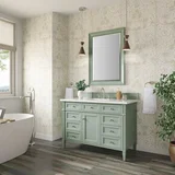 Brittany 48" Single Vanity, Sage Green w/ 3 CM White Zeus Silestone Top