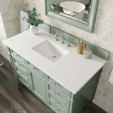 Brittany 48" Single Vanity, Sage Green w/ 3 CM White Zeus Silestone Top