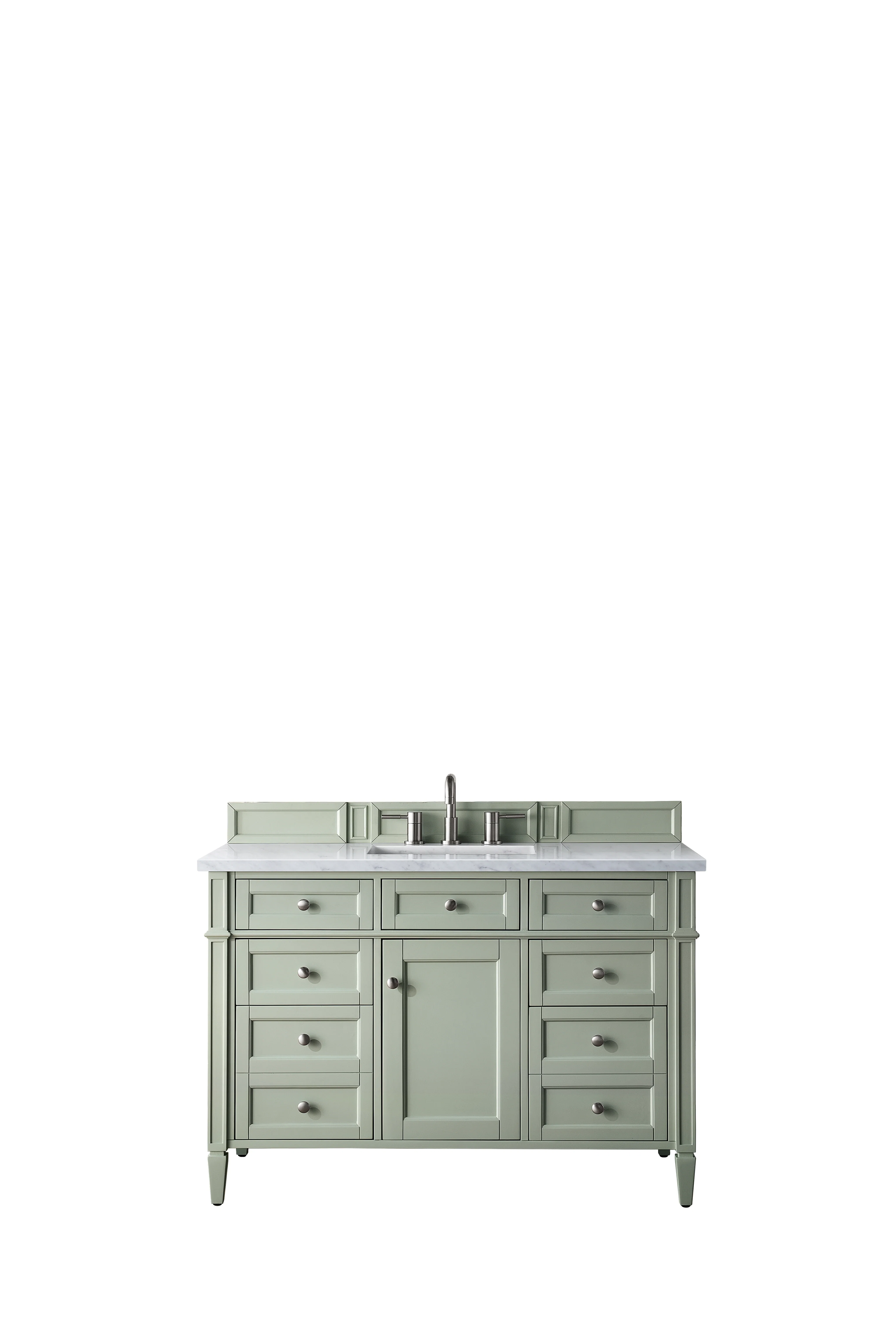 Brittany 48" Single Vanity, Sage Green w/ 3 CM Eternal Jasmine Pearl Silestone Top w/FreePower Wireless Charger