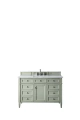 Brittany 48" Single Vanity, Sage Green w/ 3 CM Eternal Jasmine Pearl Silestone Top w/FreePower Wireless Charger